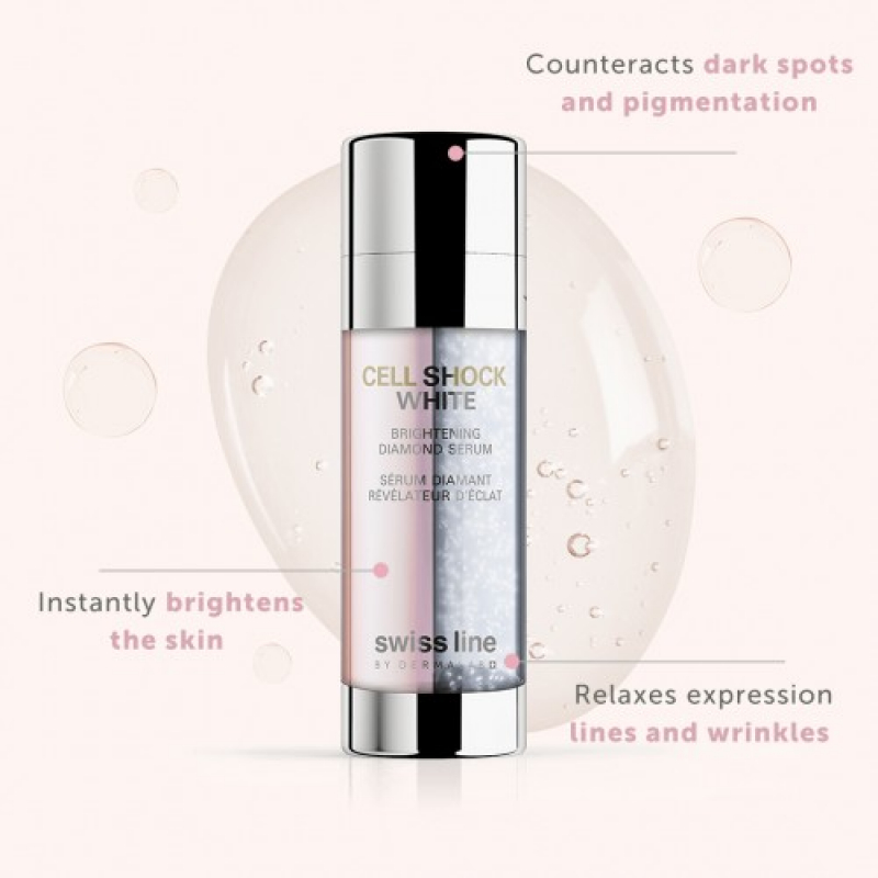 Serum kim cương đặc trị nám và dưỡng trắng da đột phá Swissline cell shock white brightening diamond serum